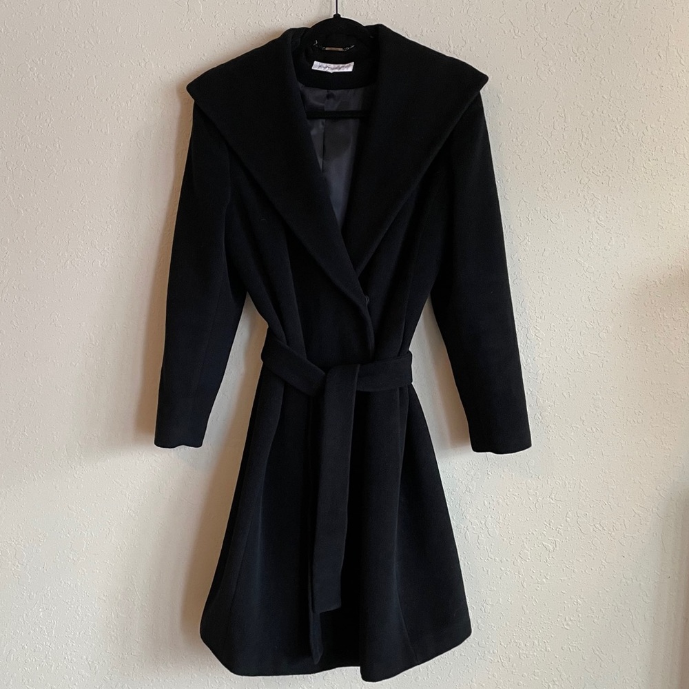 $210 CALVIN KLEIN BELTED ANGORA & WOOL COAT - Picture 1 of 9